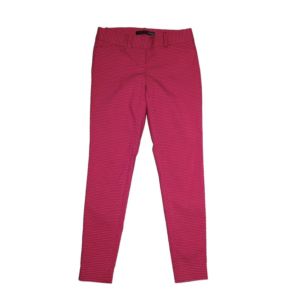 THE LIMITED Exact Stretch Skinny Pants 2 Fuchsia Pink Polka Dot Ankle Career